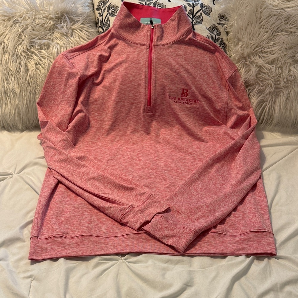 The Breakers Half-Zip Pullover in Heathered Coral